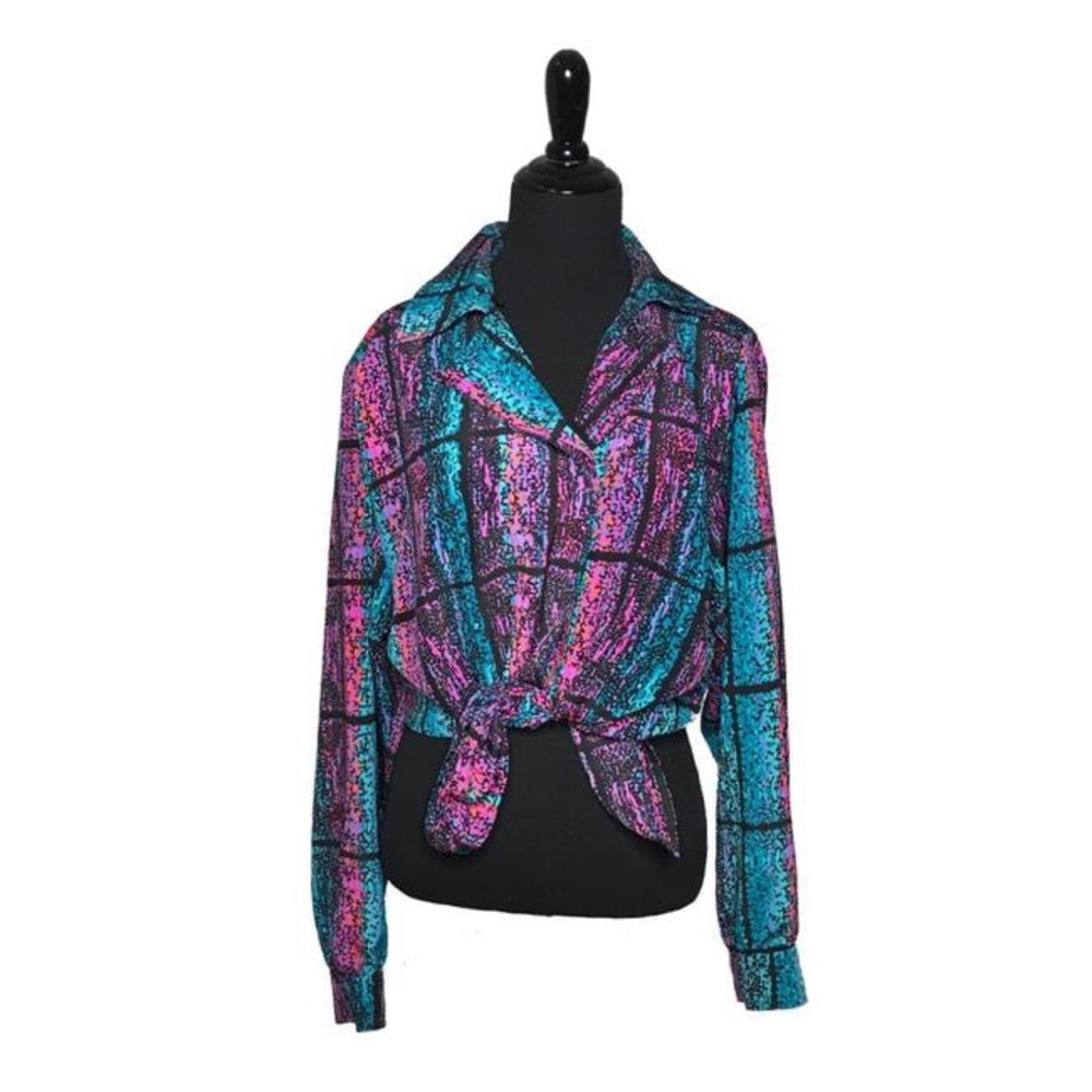 Vintage Givenchy Abstract Print Button Front Top